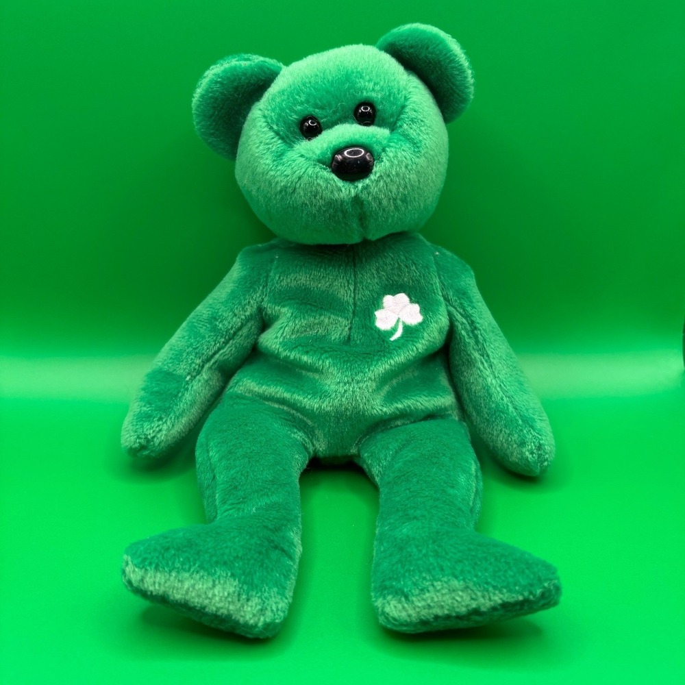 Ty Beanie‎ Babies Erin the Bear 1997 Green Shamrock St Patricks Day Plush Toy